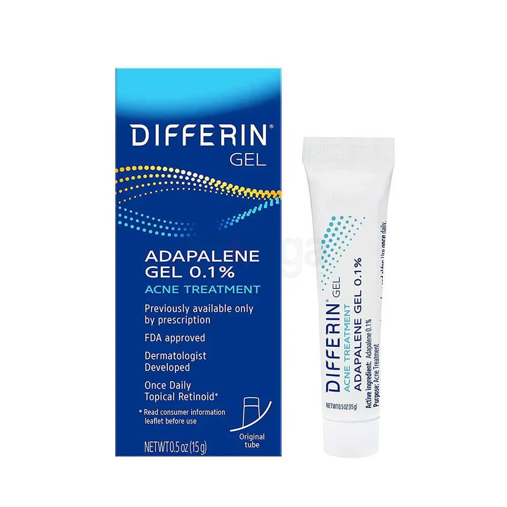 Gel anti-acné Differin, traitement rétinoïde pour le visage avec 0,1 % d'adapalène,